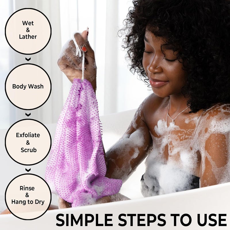 MINISENTIALS African Net Sponge Authentic - Real African Exfoliating Body Scrubber Sponge with Knots - Shower Washcloths for Exfoliator - Body Care Bathing Accessories - Image 3